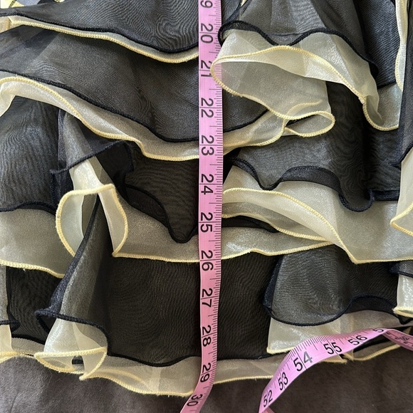 Blush Butter Yellow Black‎ Plaid Beaded Sequins Short Formal Prom Dress Size 4 - Picture 11 of 12